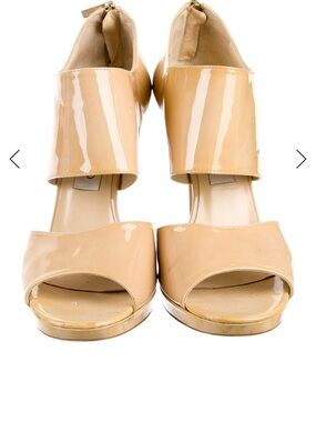 Jimmy Choo Beige Patent Leather Open-Toe Heels